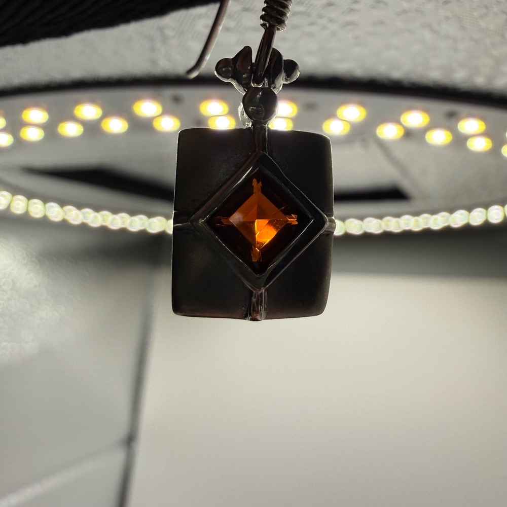 Sterling Silver Garnet Square Earrings Dangle 925 Red Square Classic Designer - Picture 8 of 10
